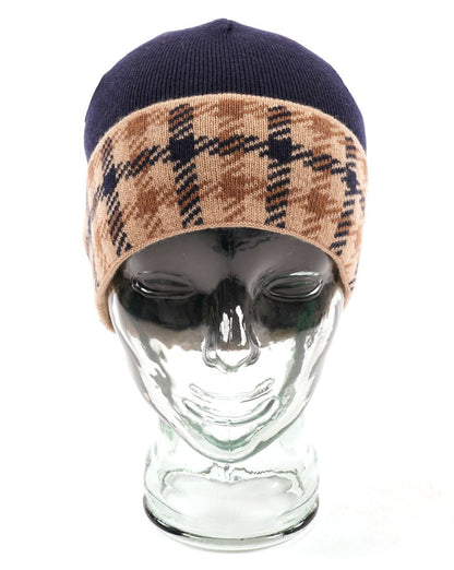 Aquascutum Beanie Karo/Marineblau