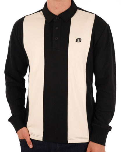 Ben Sherman – Schweres Poloshirt in Farbblock-Optik, Schwarz