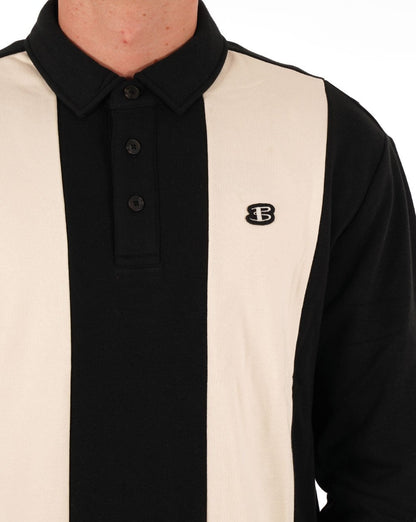 Ben Sherman – Schweres Poloshirt in Farbblock-Optik, Schwarz