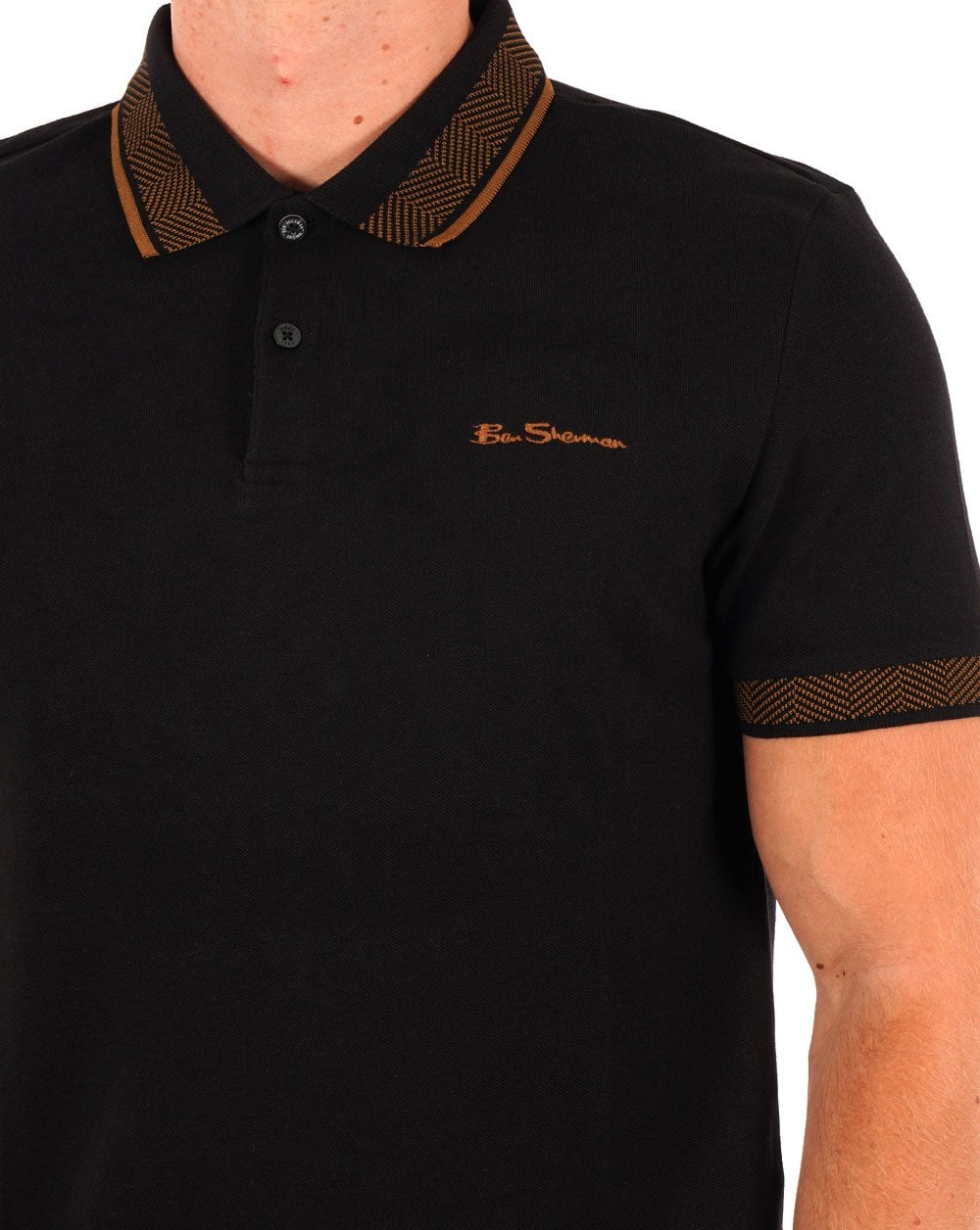Ben Sherman – Poloshirt mit Kragen und interessanter Optik in Schwarz