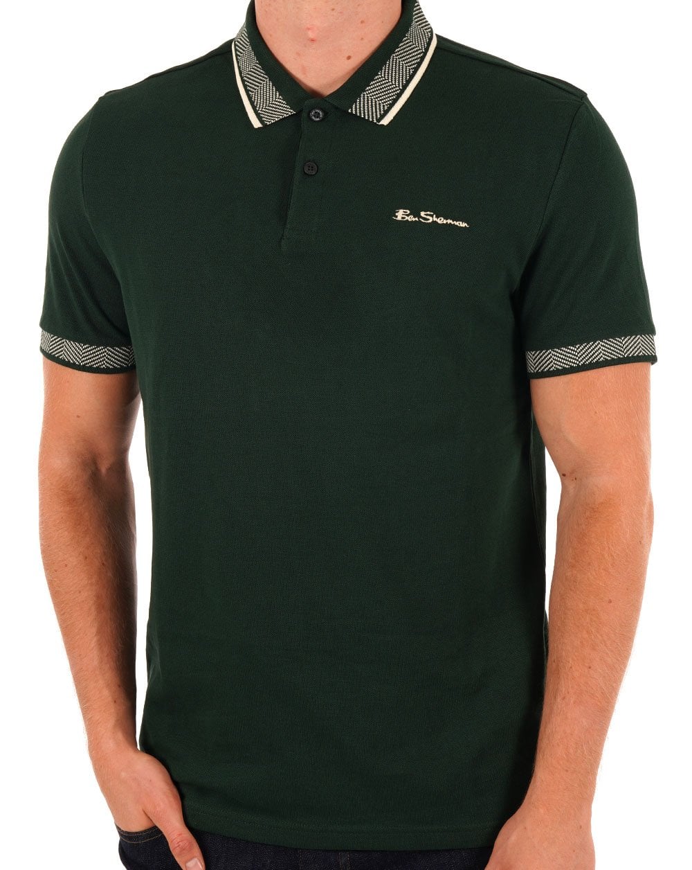 Ben Sherman Collar Interest Poloshirt Dunkelgrün