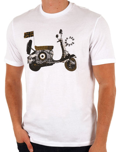 Ben Sherman Collage Mash Scooter T-Shirt Weiß