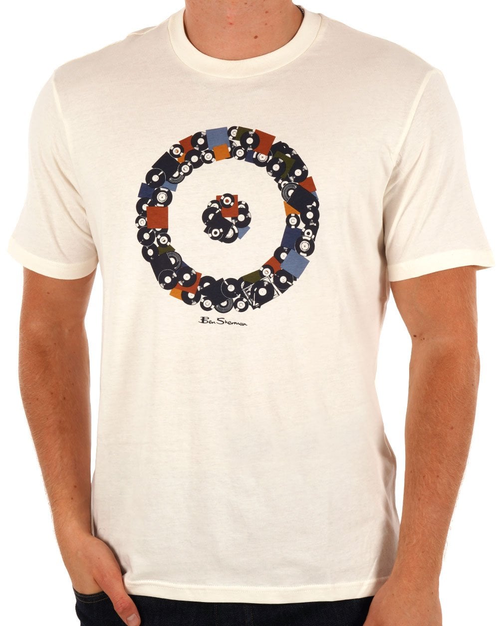 Ben Sherman Records Target T-Shirt Schneeweiß
