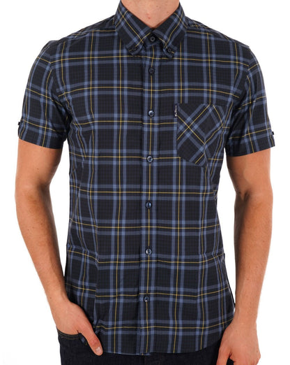 Ben Sherman Frame Check SS Shirt Dunkelmarine