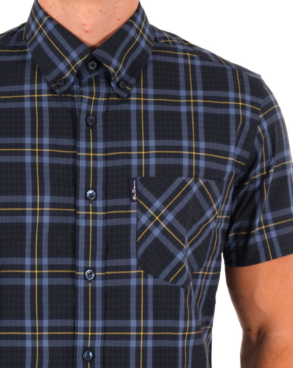 Ben Sherman Frame Check SS Shirt Dunkelmarine