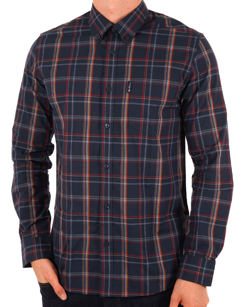 Ben Sherman – Linear Check-Hemd in Dunkelblau