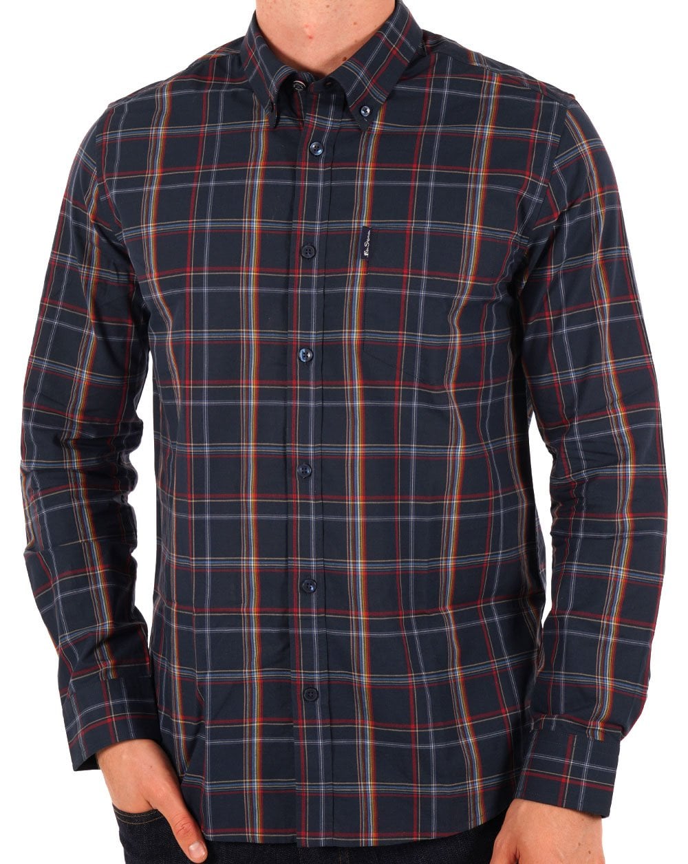 Ben Sherman – Linear Check-Hemd in Dunkelblau