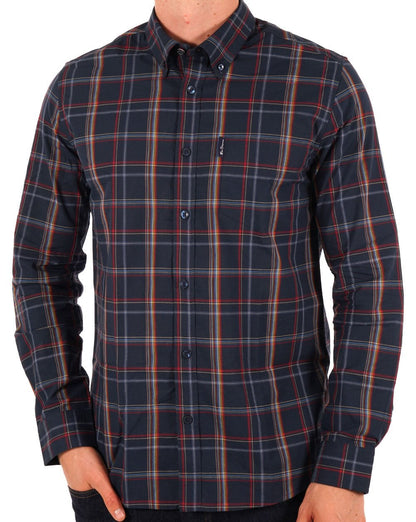 Ben Sherman – Linear Check-Hemd in Dunkelblau