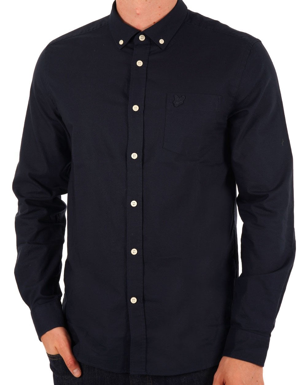Lyle &amp; Scott Tonal Eagle Leichtes Oxford-Hemd, Dunkelmarineblau