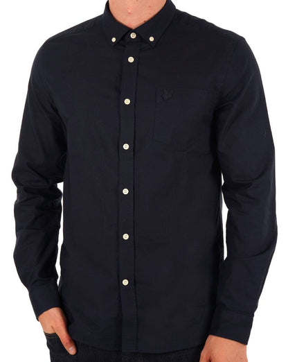 Lyle &amp; Scott Tonal Eagle Leichtes Oxford-Hemd, Dunkelmarineblau
