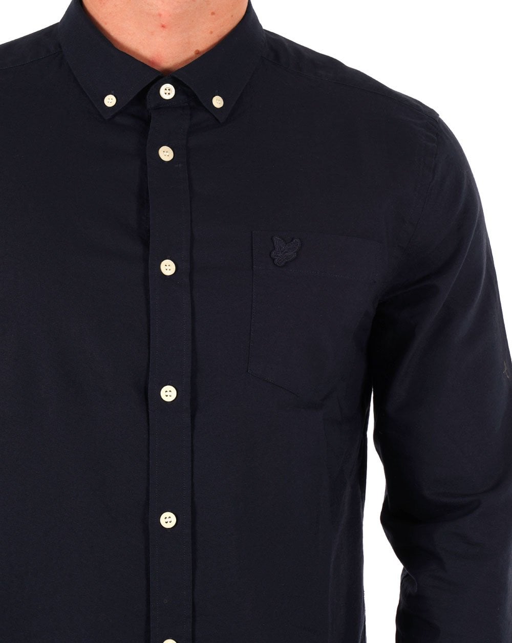 Lyle &amp; Scott Tonal Eagle Leichtes Oxford-Hemd, Dunkelmarineblau