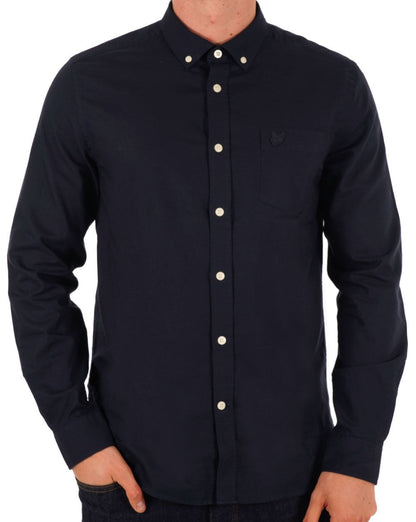 Lyle &amp; Scott Tonal Eagle Leichtes Oxford-Hemd, Dunkelmarineblau