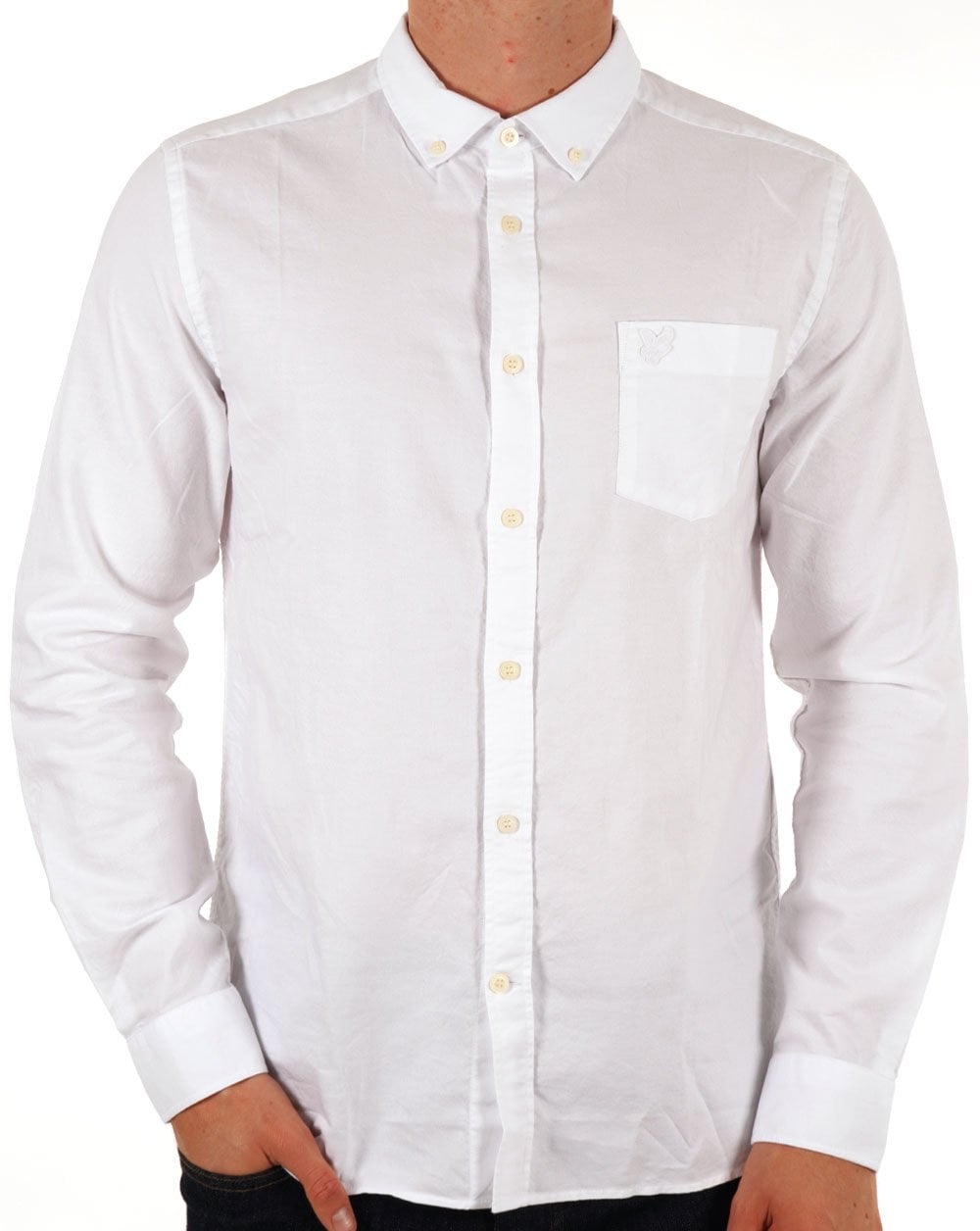 Lyle &amp; Scott Tonal Eagle Leichtes Oxford-Hemd Weiß
