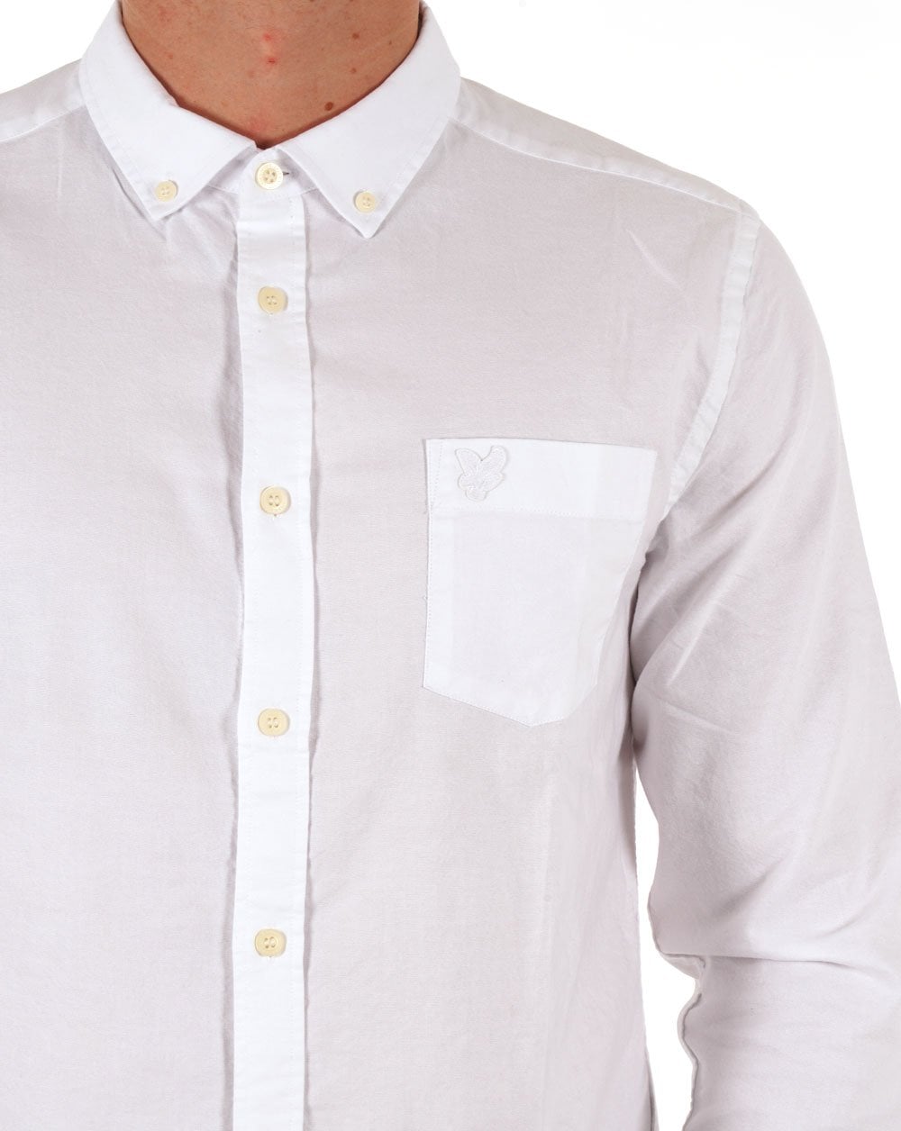 Lyle &amp; Scott Tonal Eagle Leichtes Oxford-Hemd Weiß