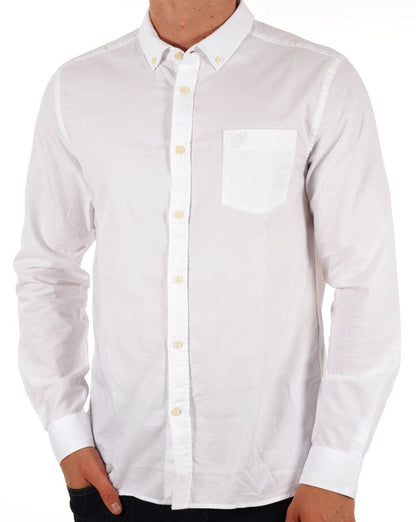 Lyle &amp; Scott Tonal Eagle Leichtes Oxford-Hemd Weiß