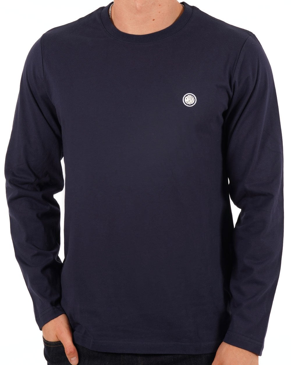 Pretty Green Mitchell Langarm-T-Shirt, Marineblau
