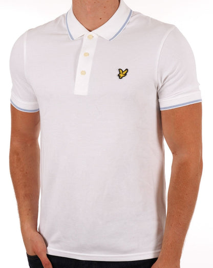 Lyle And Scott Poloshirt mit Streifenmuster, Weiß/Hellblau