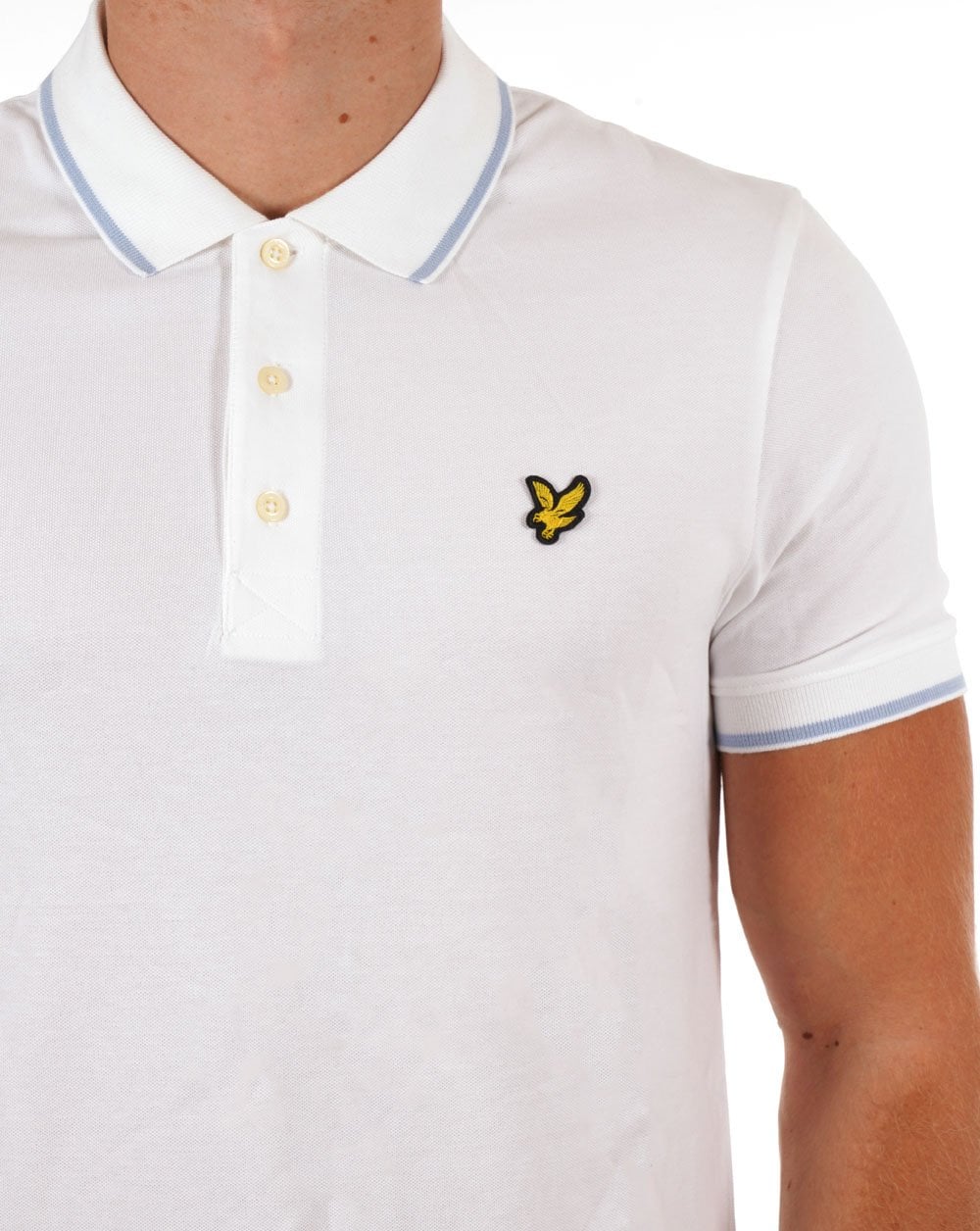 Lyle And Scott Poloshirt mit Streifenmuster, Weiß/Hellblau