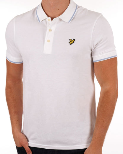 Lyle And Scott Poloshirt mit Streifenmuster, Weiß/Hellblau