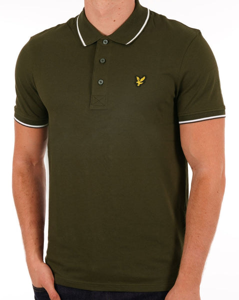 Lyle & Scott Tipped Polo Shirt Olive/White