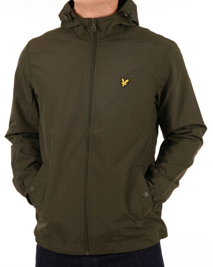 Lyle &amp; Scott – Durchgehende Kapuzenjacke mit Reißverschluss in Olivgrün