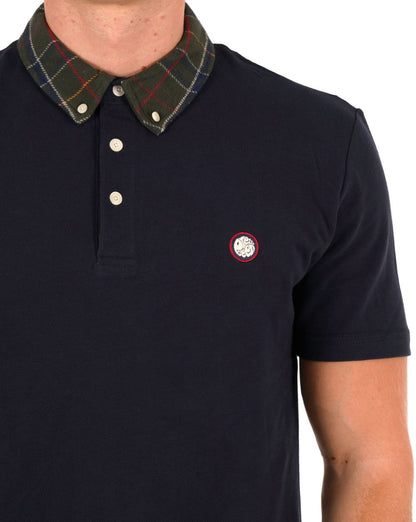 Pretty Green Thomas Poloshirt mit kariertem Kragen, Marineblau