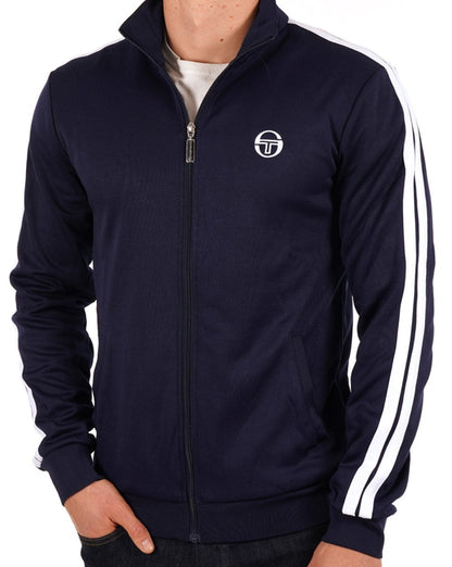 Sergio Tacchini – Trainingsoberteil mit 2 Streifen, Marineblau/Weiß