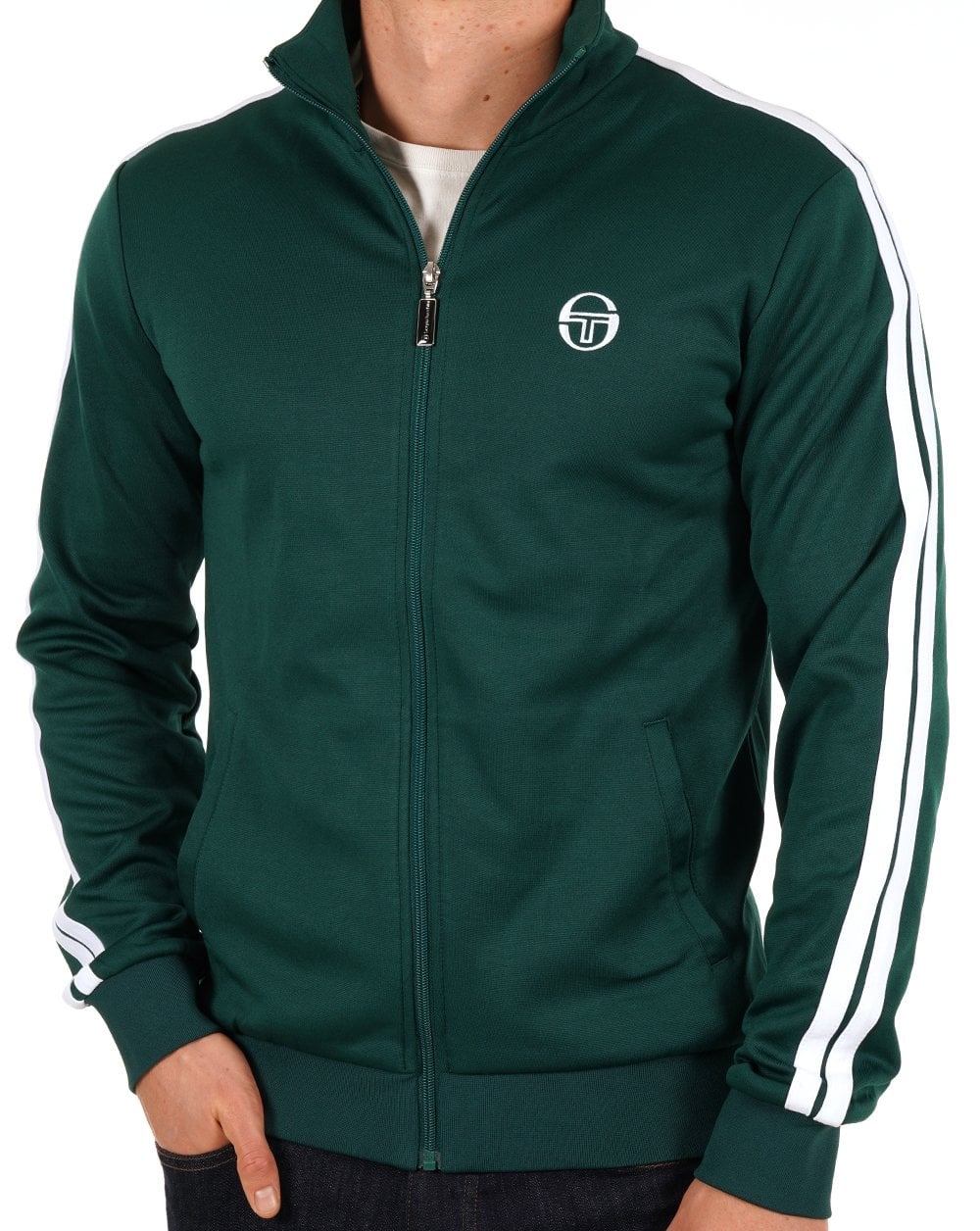 Sergio Tacchini 2-Streifen-Trainingsjacke Grün Weiß
