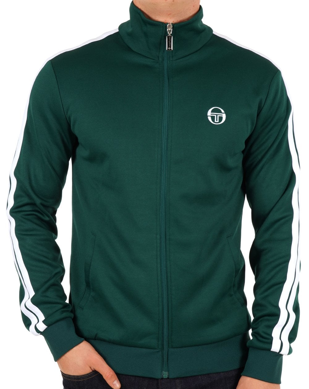 Sergio Tacchini 2-Streifen-Trainingsjacke Grün Weiß