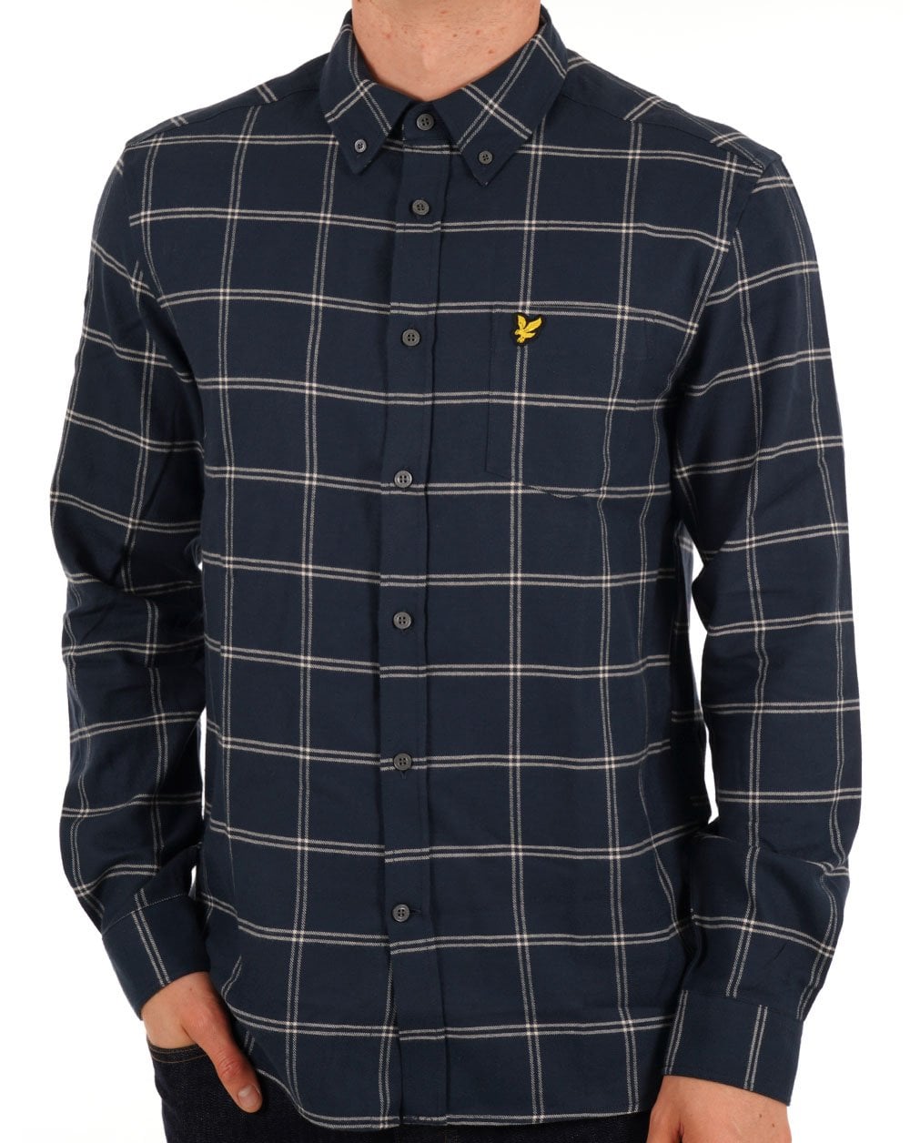 Lyle &amp; Scott – Hemd mit Fensterkaromuster, Marineblau