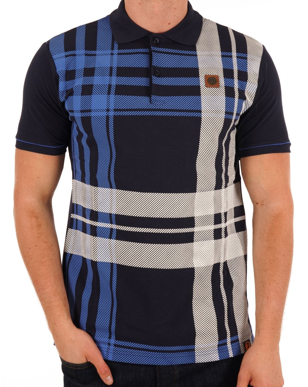 Trojan Check Panel Polo Navy