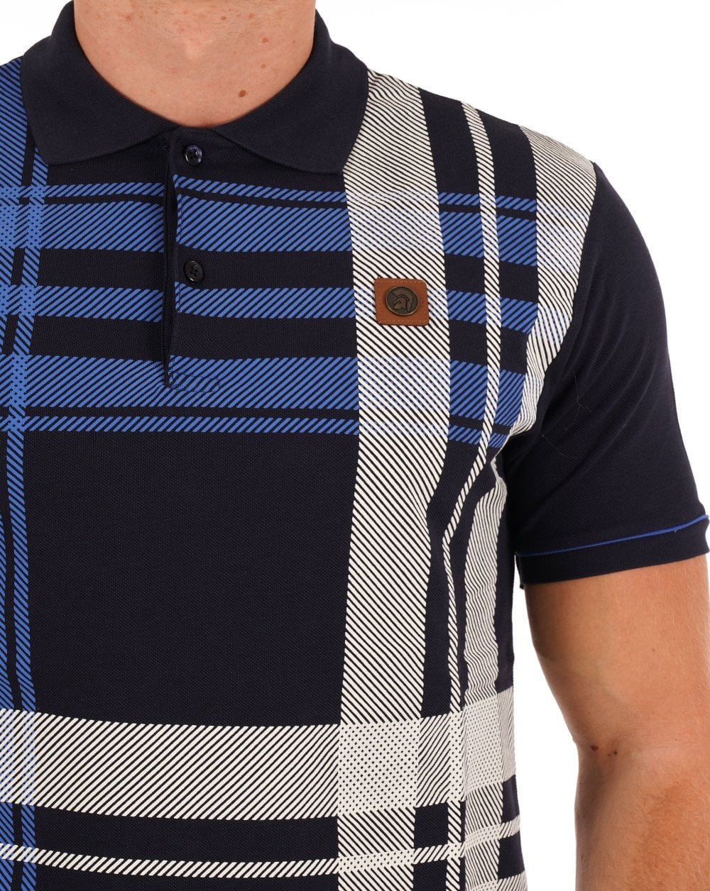 Trojan Check Panel Polo Navy