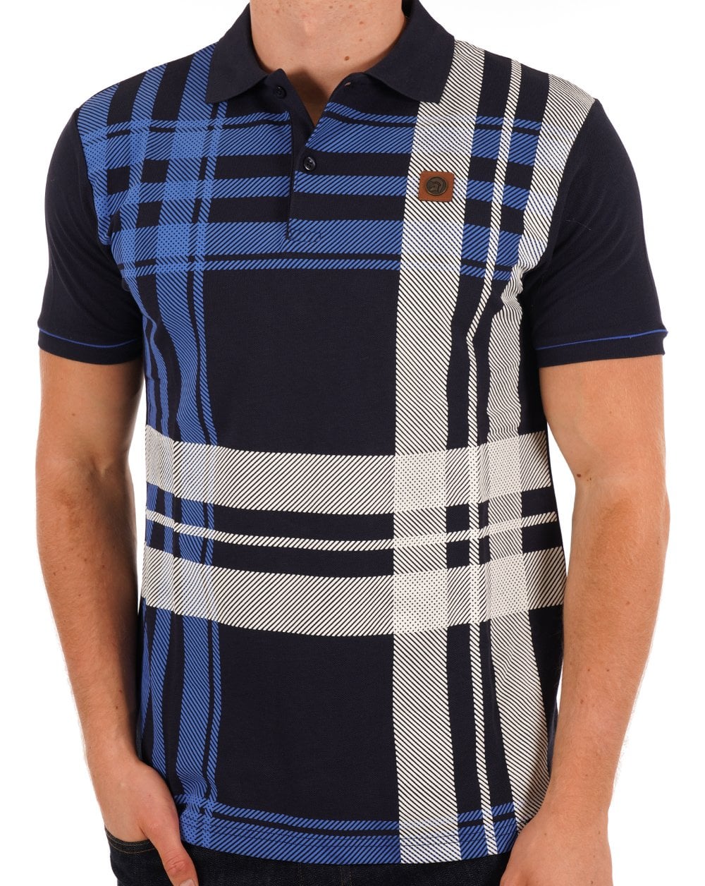 Trojan Check Panel Polo Navy