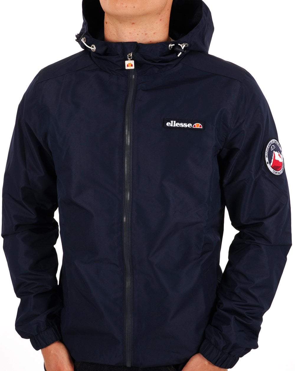 Ellesse – Beschichtete Terrassenjacke in Marineblau