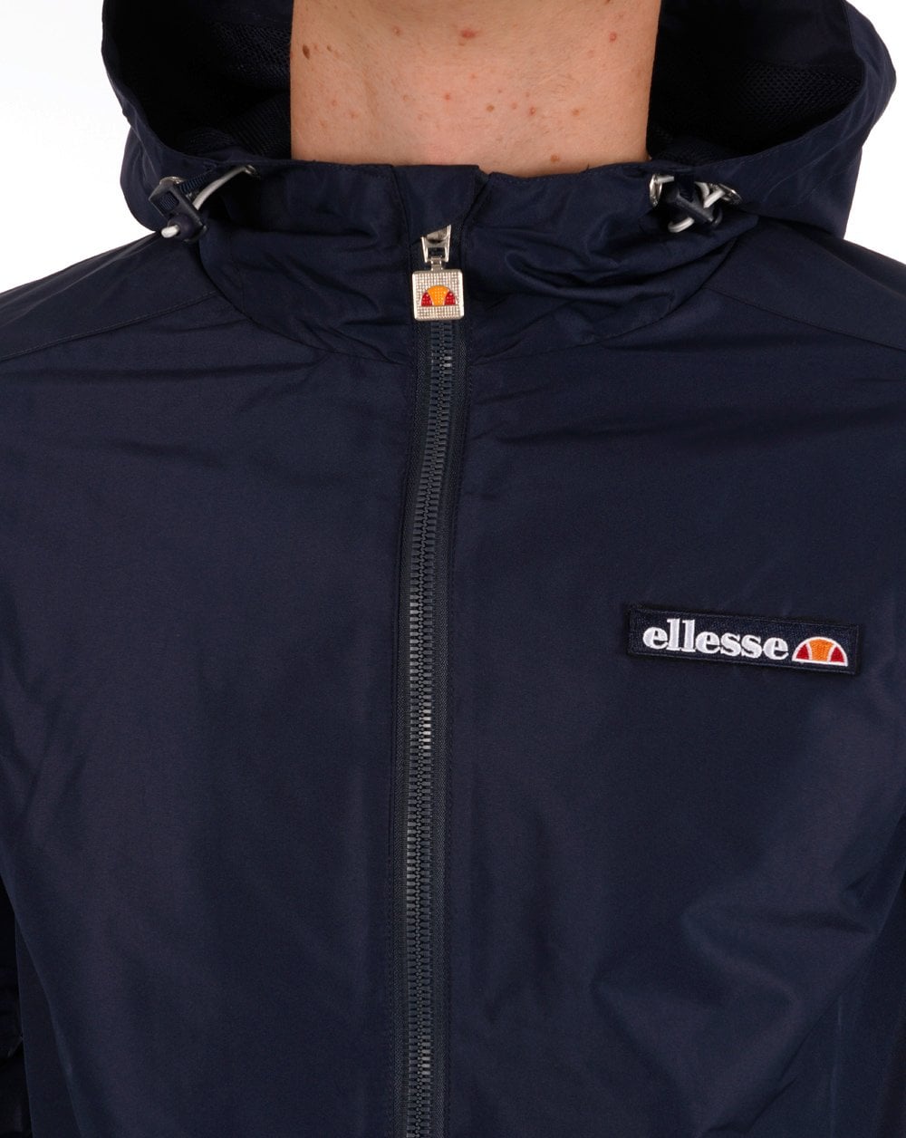 Ellesse – Beschichtete Terrassenjacke in Marineblau