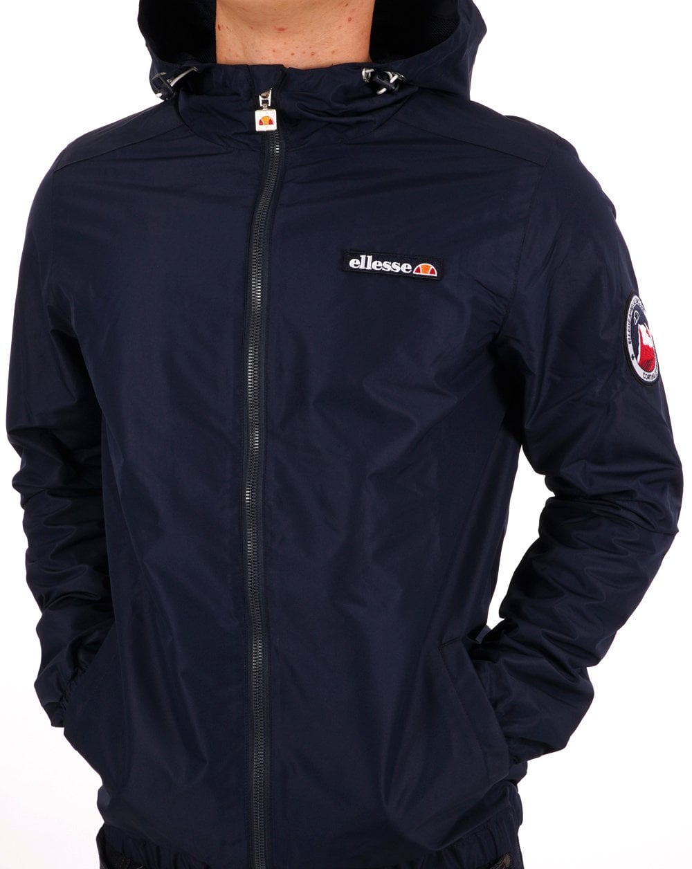 Ellesse – Beschichtete Terrassenjacke in Marineblau