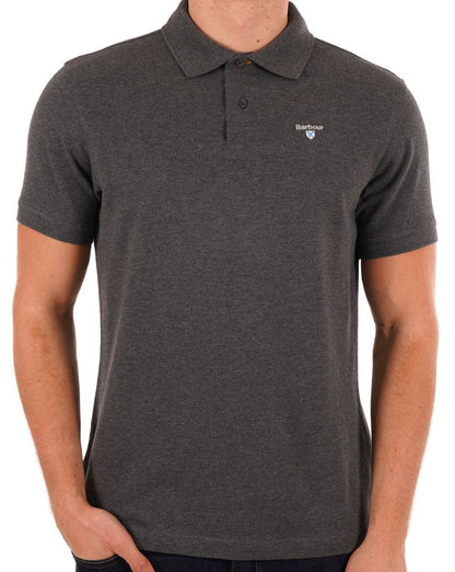 Barbour Tartan Piqué Poloshirt Schiefermeliert