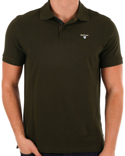 Barbour Tartan-Piqué-Poloshirt Waldgrün