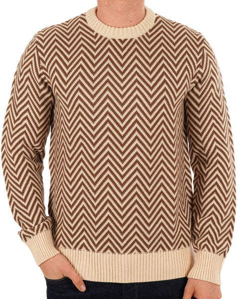 Ben Sherman Jacquard Crew Neck Jumper Ivory