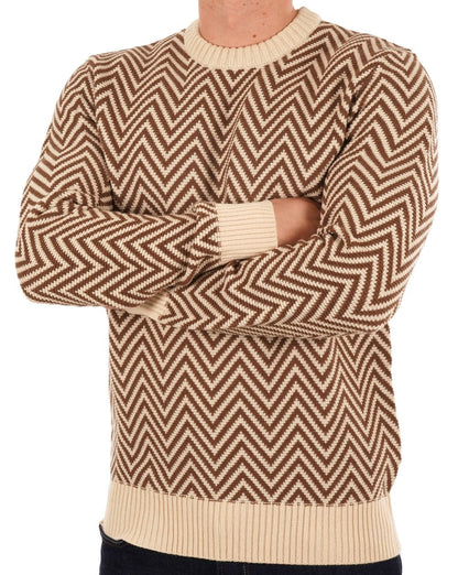 Ben Sherman Jacquard-Pullover mit Rundhalsausschnitt, Elfenbein
