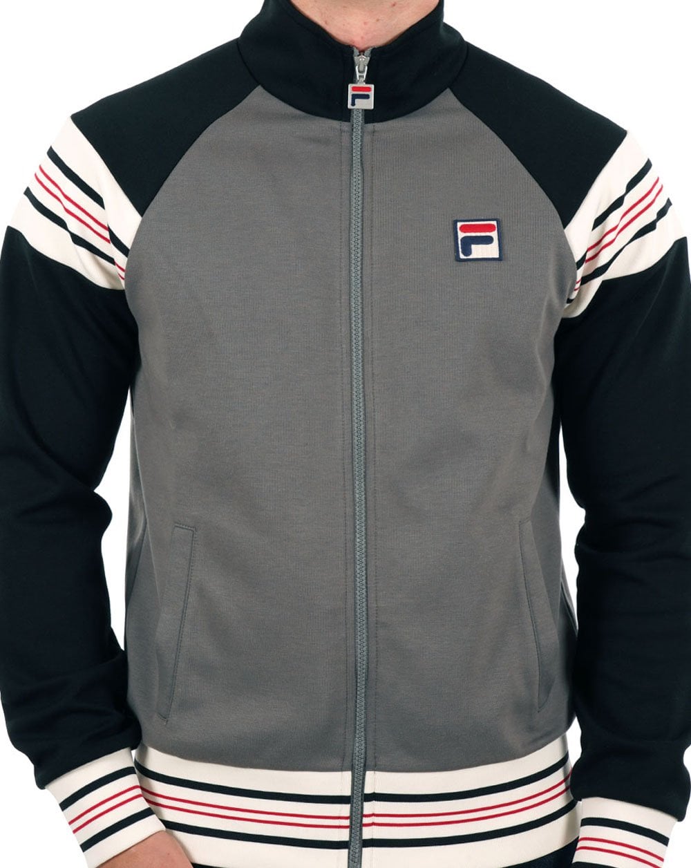 Fila Vintage Advantage Trainingsjacke Grau/Schwarz/Rot