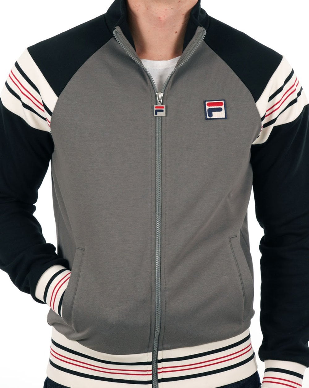 Fila Vintage Advantage Trainingsjacke Grau/Schwarz/Rot