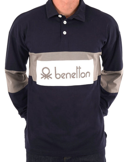 Benetton Rugby-Shirt Marineblau/Grau