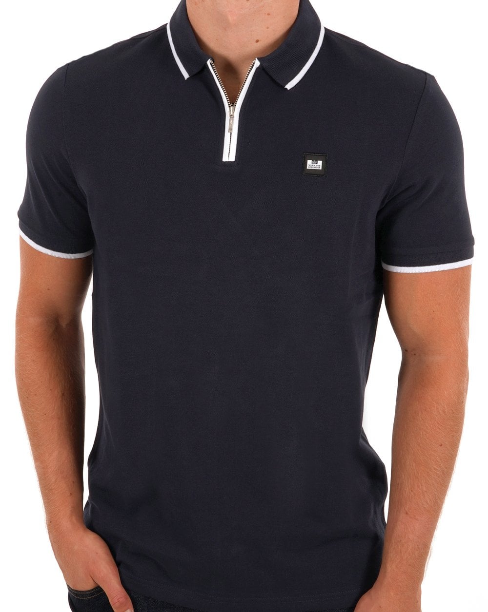 Weekend Offender Poloshirt mit Reißverschluss, Marineblau