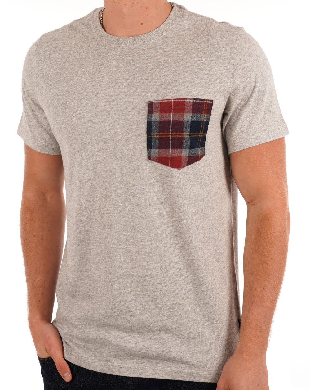 Barbour – Goole – T-Shirt mit Tasche in Graumeliert