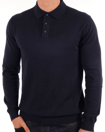 Barbour Bassington Strick-Langarm-Poloshirt Dunkelmarine