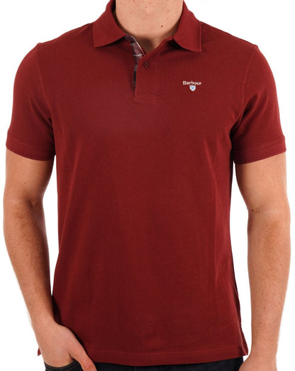 Barbour Tartan Piqué-Poloshirt Ziegelrot