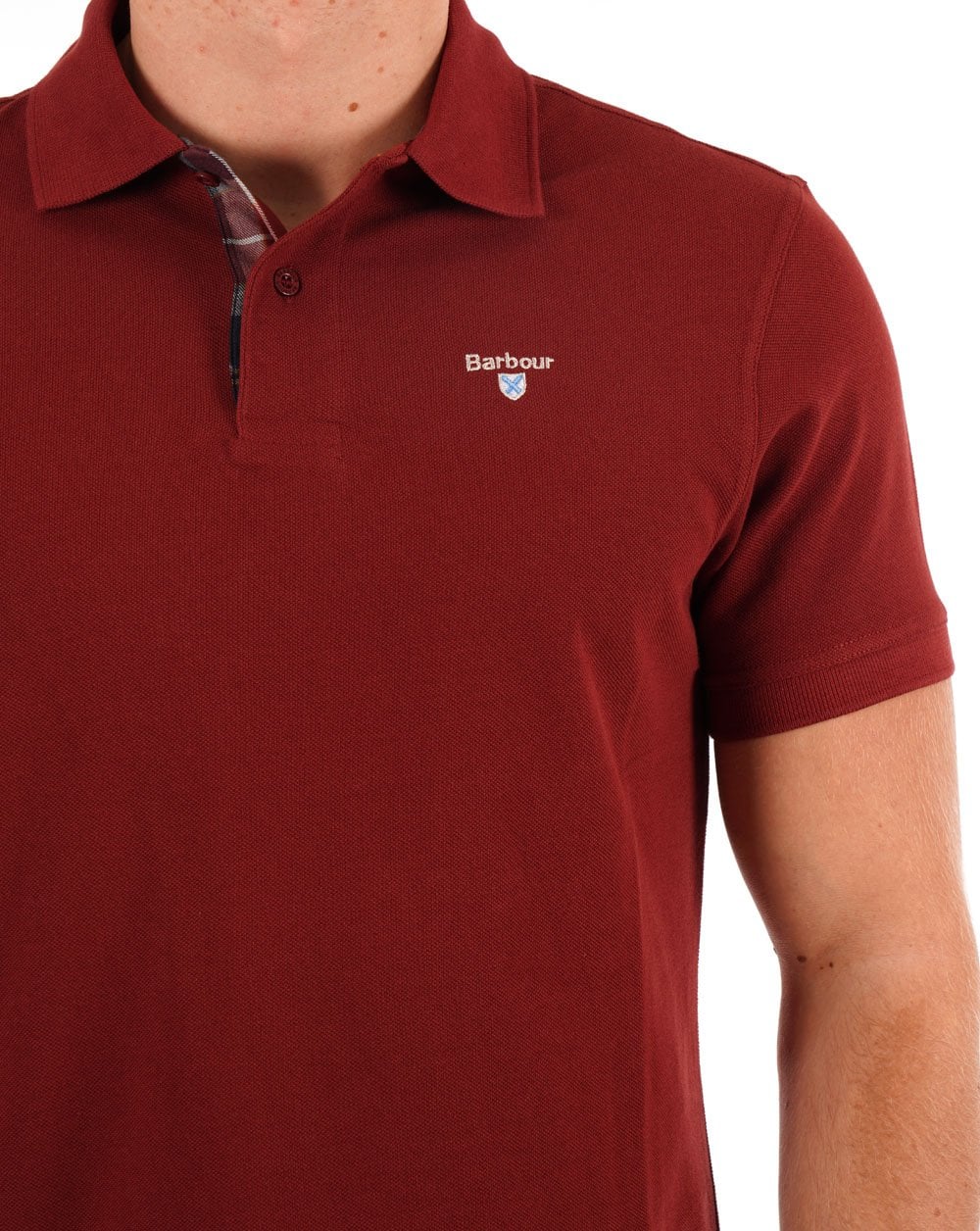 Barbour Tartan Piqué-Poloshirt Ziegelrot