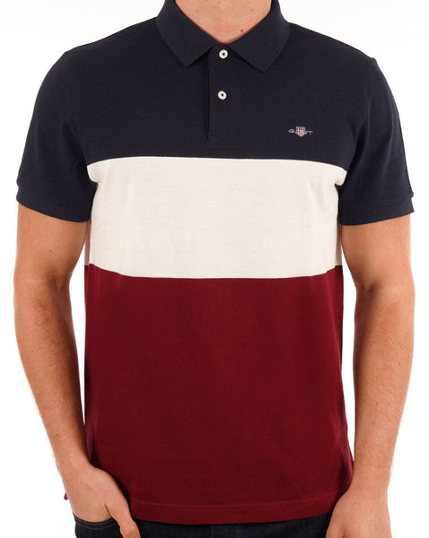Gant Block Stripe Rugger Polo Navy Blue