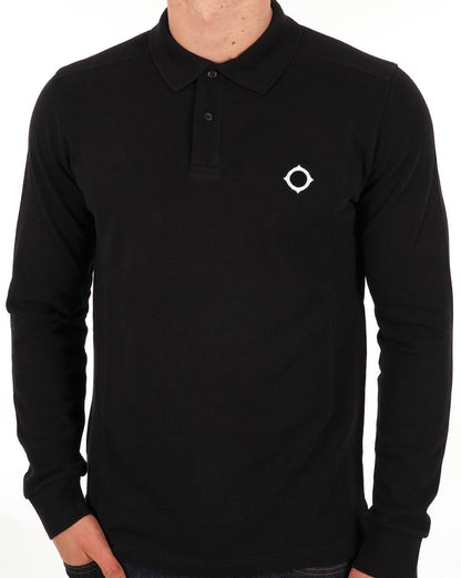 Ma.strum Langärmliges Piqué-Poloshirt, Tiefschwarz
